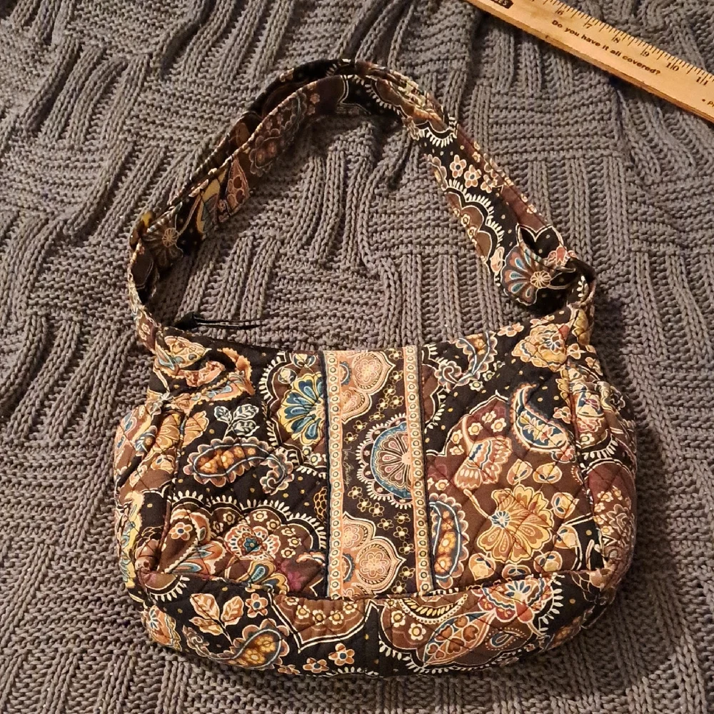 Vera Bradley Brown Black Paisley Quilted Shoulder Bag